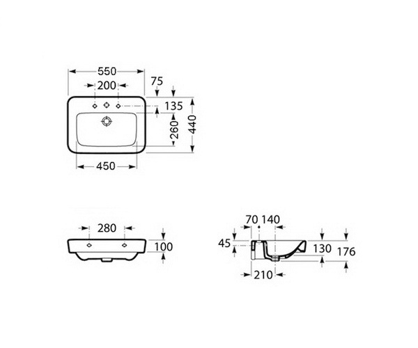 раковина ROCA SENSO SQUARE 55